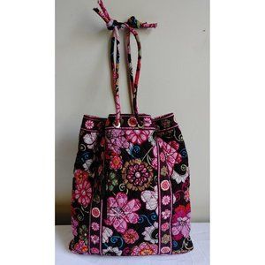 Vera Bradley Quilted Cotton Tote Cinch Purse Flowers 14"x12